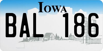IA license plate BAL186