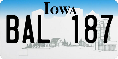 IA license plate BAL187