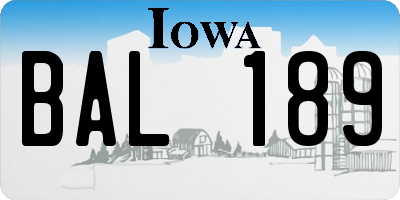 IA license plate BAL189