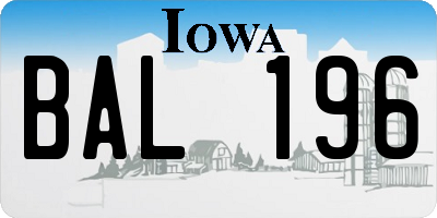 IA license plate BAL196