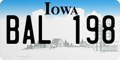 IA license plate BAL198