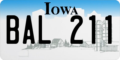 IA license plate BAL211
