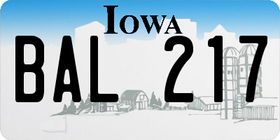 IA license plate BAL217
