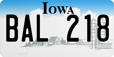 IA license plate BAL218