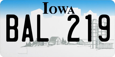 IA license plate BAL219