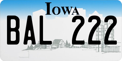IA license plate BAL222