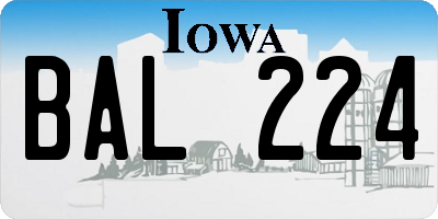 IA license plate BAL224