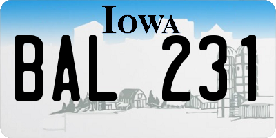 IA license plate BAL231