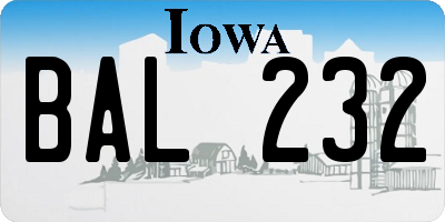 IA license plate BAL232