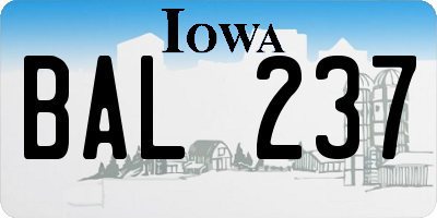 IA license plate BAL237