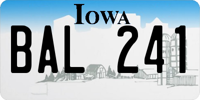 IA license plate BAL241