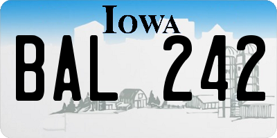 IA license plate BAL242