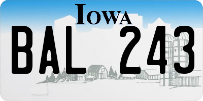 IA license plate BAL243