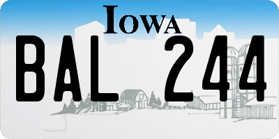 IA license plate BAL244