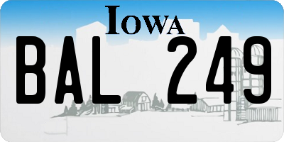 IA license plate BAL249