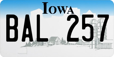 IA license plate BAL257