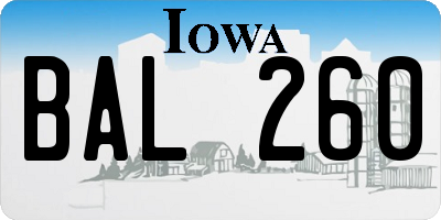 IA license plate BAL260