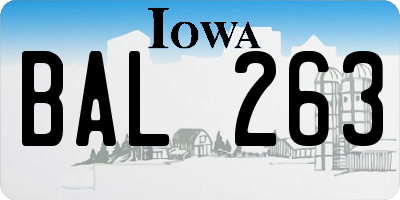 IA license plate BAL263