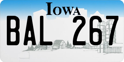 IA license plate BAL267