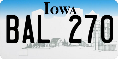 IA license plate BAL270