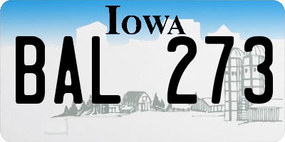 IA license plate BAL273