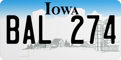 IA license plate BAL274