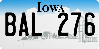 IA license plate BAL276