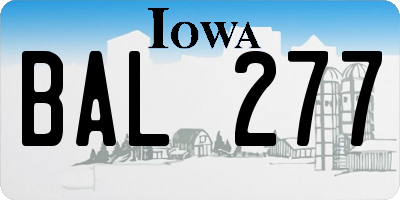 IA license plate BAL277