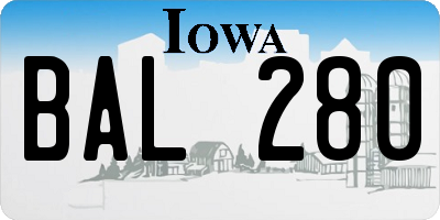 IA license plate BAL280