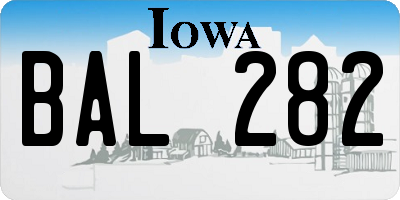 IA license plate BAL282