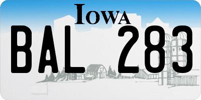 IA license plate BAL283