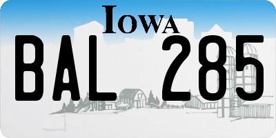 IA license plate BAL285