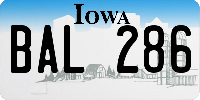 IA license plate BAL286