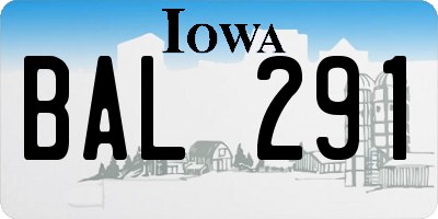 IA license plate BAL291
