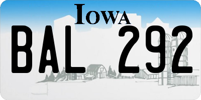 IA license plate BAL292