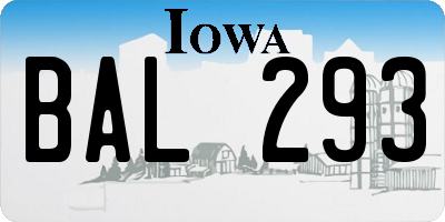 IA license plate BAL293