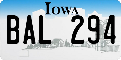 IA license plate BAL294