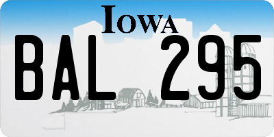 IA license plate BAL295