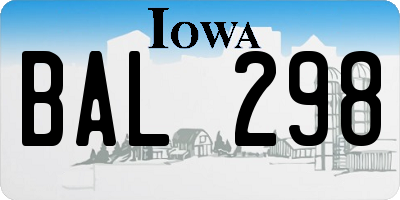 IA license plate BAL298