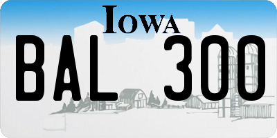 IA license plate BAL300