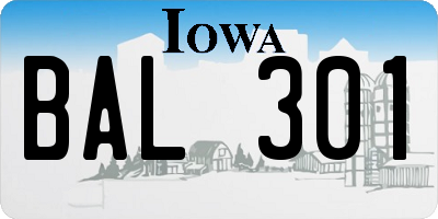 IA license plate BAL301