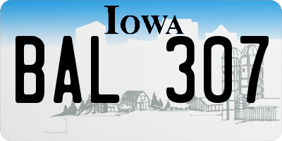 IA license plate BAL307
