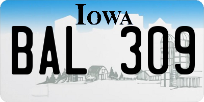 IA license plate BAL309
