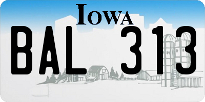 IA license plate BAL313