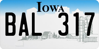 IA license plate BAL317