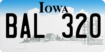 IA license plate BAL320