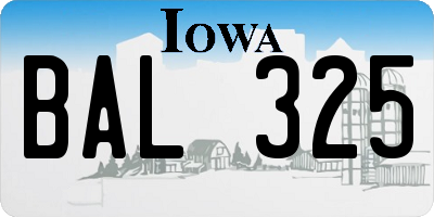 IA license plate BAL325