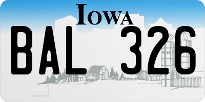 IA license plate BAL326