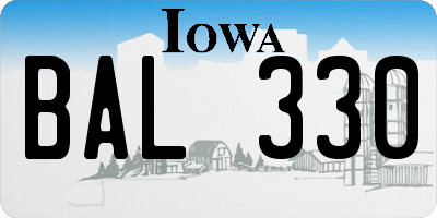 IA license plate BAL330