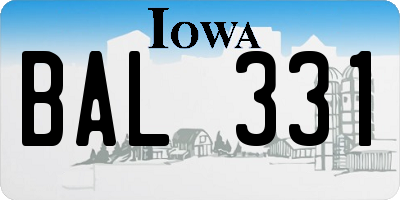 IA license plate BAL331
